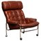 Lounge Chair in Chrome and Brown Cognac Leather from Lindlöfs, 1960s 1