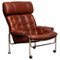 Lounge Chair in Chrome and Brown Cognac Leather from Lindlöfs, 1960s, Image 1