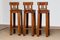 Brutalist Leather Bar Stools with Brass Details, 1940s, Set of 3 11