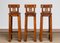 Brutalist Leather Bar Stools with Brass Details, 1940s, Set of 3 10