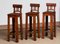 Brutalist Leather Bar Stools with Brass Details, 1940s, Set of 3 4