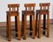 Brutalist Leather Bar Stools with Brass Details, 1940s, Set of 3 12