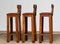 Brutalist Leather Bar Stools with Brass Details, 1940s, Set of 3, Image 13