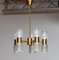 Brass & Glass Up and Down Chandelier from Konsthantverk Tyringe, Sweden, 1960s 6