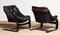 Black Leather Club or Lounge Chairs by Ake Fribytter for Nelo Sweden, 1970s, Set of 2 8