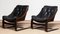 Black Leather Club or Lounge Chairs by Ake Fribytter for Nelo Sweden, 1970s, Set of 2 2