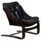 Sillón Club de cuero negro de Ake Fribytter para Nelo Sweden, años 70, Imagen 1