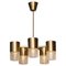 Brass and Glass Cylindrical Chandelier by Konsthantverk Tyringe, Sweden, 1960s 1