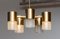 Brass and Glass Cylindrical Chandelier by Konsthantverk Tyringe, Sweden, 1960s 6