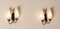 Lampade da parete moderniste in ottone, metallo e vetro opalino, Italia, anni '50, Immagine 4