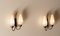 Lampade da parete moderniste in ottone, metallo e vetro opalino, Italia, anni '50, Immagine 6