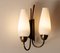 Moderne italienische Wandlampen aus Messing, Metall und Opalglas, 1950er, 2er Set 8