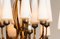 Lampadario grande in ottone con coni in vetro di Murano bianco, Italia, anni '50, Immagine 14