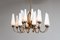 Large Brass Chandelier with White Murano Glass Cones, Italy, 1950s 12