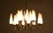 Lampadario grande in ottone con coni in vetro di Murano bianco, Italia, anni '50, Immagine 6