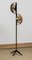 Italian Floor Lamp in Brass and Teak with Smoked Glass Shades, 1950s 7