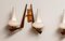 Large Italian Brass, Opal Glass and Teak Double Arm Wall Lights, 1950s, Set of 2 4