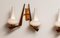 Large Italian Brass, Opal Glass and Teak Double Arm Wall Lights, 1950s, Set of 2, Image 4