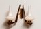 Große Italienische Wandlampen aus Messing, Opalglas & Teak mit Doppelarm, 1950er, 2er Set 6