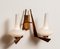 Große Italienische Wandlampen aus Messing, Opalglas & Teak mit Doppelarm, 1950er, 2er Set 3