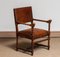 18th Century Italian Oak Brown Leather Armchair 3