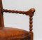 18th Century Italian Oak Brown Leather Armchair 4