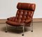 Lounge Chair in Chrome and Brown Cognac Leather by Pethrus Lindlöfs for A.B. Lindlöfs Möbler, 1960s, Image 4