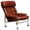 Lounge Chair in Chrome and Brown Cognac Leather by Pethrus Lindlöfs for A.B. Lindlöfs Möbler, 1960s, Image 1