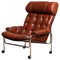 Lounge Chair in Chrome and Brown Cognac Leather by Pethrus Lindlöfs for A.B. Lindlöfs Möbler, 1960s, Image 2