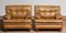 Quilted Camel Buffalo Leather Merkur Chairs by Arne Norell, 1960s, Set of 2 10