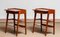 Slim Tall Swedish Solid Mahogany Nightstands, 1960s, Set of 2, Image 4