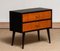 Black Faux Leather and Teak Two Drawer Cabinet, 1960s 6