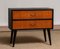 Black Faux Leather and Teak Two Drawer Cabinet, 1960s 3