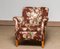 Scandinavian Floral Printed Brown Linen Lounge / Easy Chair, Sweden, 1950s 9