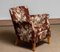Scandinavian Floral Printed Brown Linen Lounge / Easy Chair, Sweden, 1950s 2