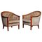 Mahogany and Taupe Velvet Lounge Chairs by Bröderna Andersson Sweden, 1960s, Set of 2 1