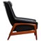Profil Lounge Chair Profil in Black Leather and Teak by Folke Ohlsson for DUX, 1960s, Image 2