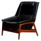 Fauteuil Profil en Cuir Noir et Teck par Folke Ohlsson pour DUX, 1960s 1