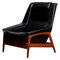 Profil Lounge Chair Profil in Black Leather and Teak by Folke Ohlsson for DUX, 1960s 1