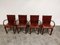 Red Leather Dining Chairs from Arper, Italy, 1980s, Set of 4 3