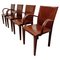 Red Leather Dining Chairs from Arper, Italy, 1980s, Set of 4 1