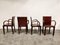 Red Leather Dining Chairs from Arper, Italy, 1980s, Set of 4 7