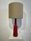 Mid-Century Red Ceramic Table Lamp, Belgium, 1950s, Image 4