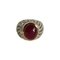 Cabochon Ruby and Diamonds 18 Karat Yellow and White Gold Ring 1