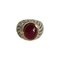 Cabochon Ruby and Diamonds 18 Karat Yellow and White Gold Ring, Image 1