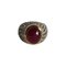 Cabochon Ruby and Diamonds 18 Karat Yellow and White Gold Ring, Image 2