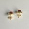 18 Karat Yellow Gold Earrings with Red Mediterranean Coral, Set of 2 3
