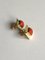 18 Karat Yellow Gold Earrings with Red Mediterranean Coral, Set of 2 4