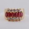 18 Kt Yellow Gold and 1.95 CTS Marquise Rubies & Round Diamonds Band Ring 7