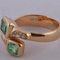 18 Karat Yellow Gold Vous Et Moi Ring with Two Emeralds and Diamonds, Image 4